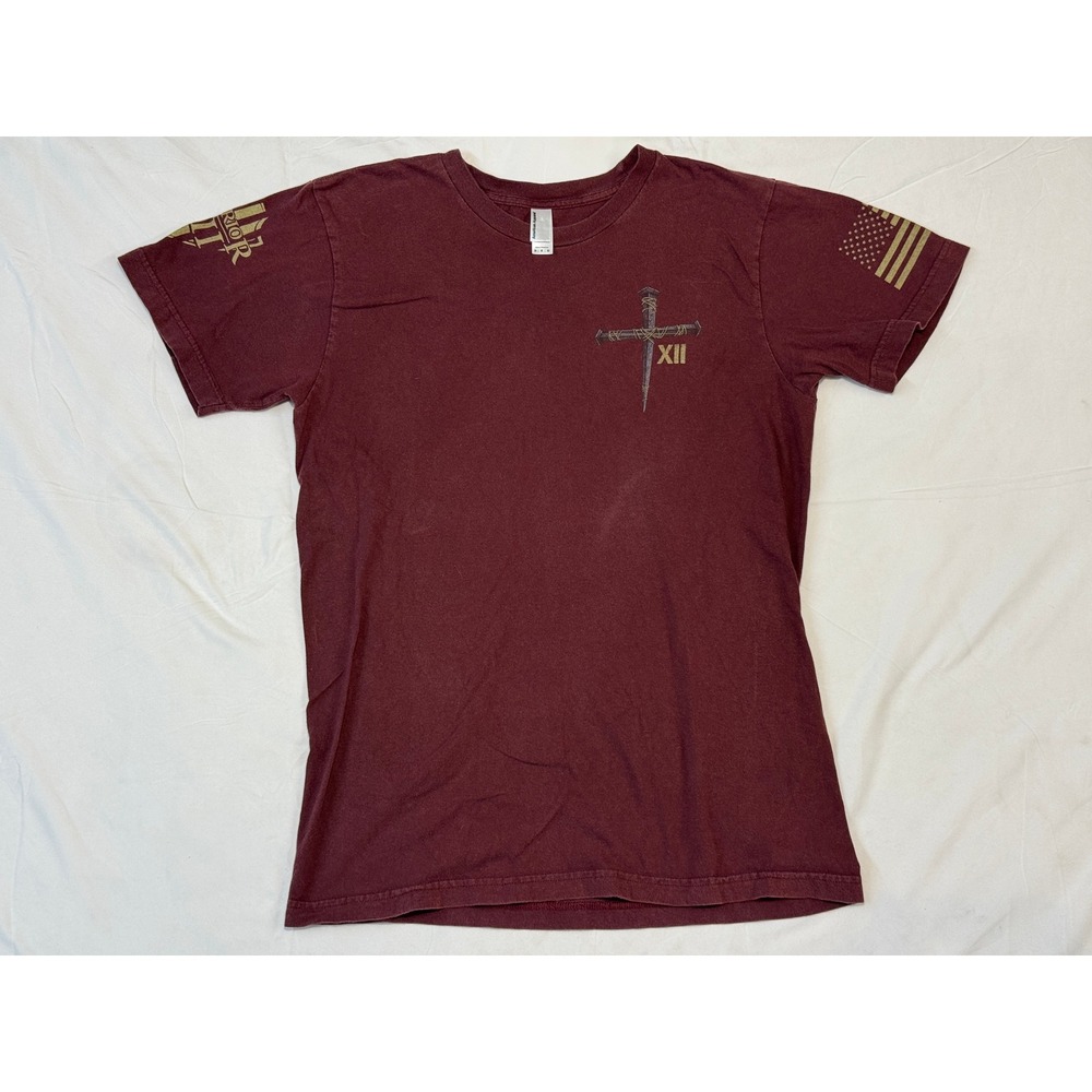 Warrior 12 Mens Maroon I Only Kneel For One Man Religious Graphic T-Shirt Size M